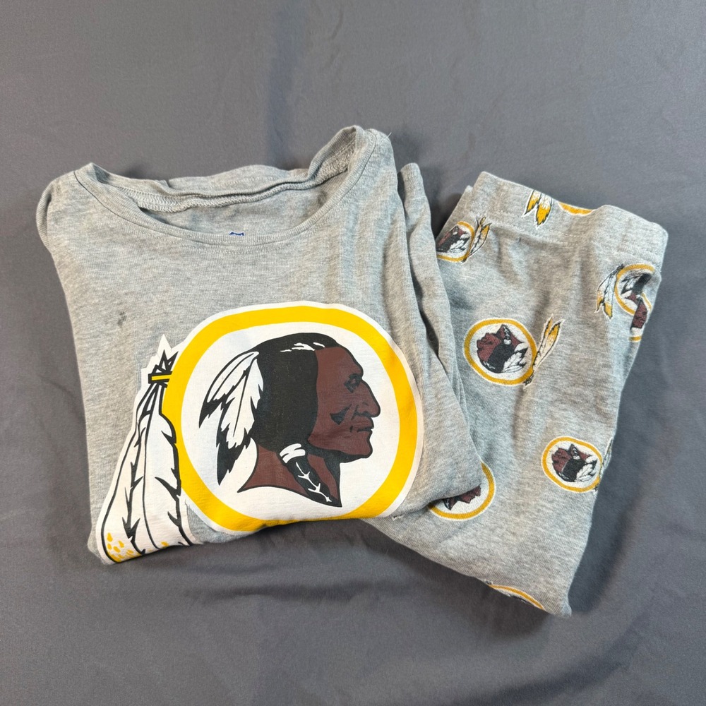 NFL Washington Redskins Youth Pajama Set Gray Long Sleeve Shirt Pants Size 8 S